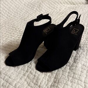 Material Girl Black Peep-Toe Heels